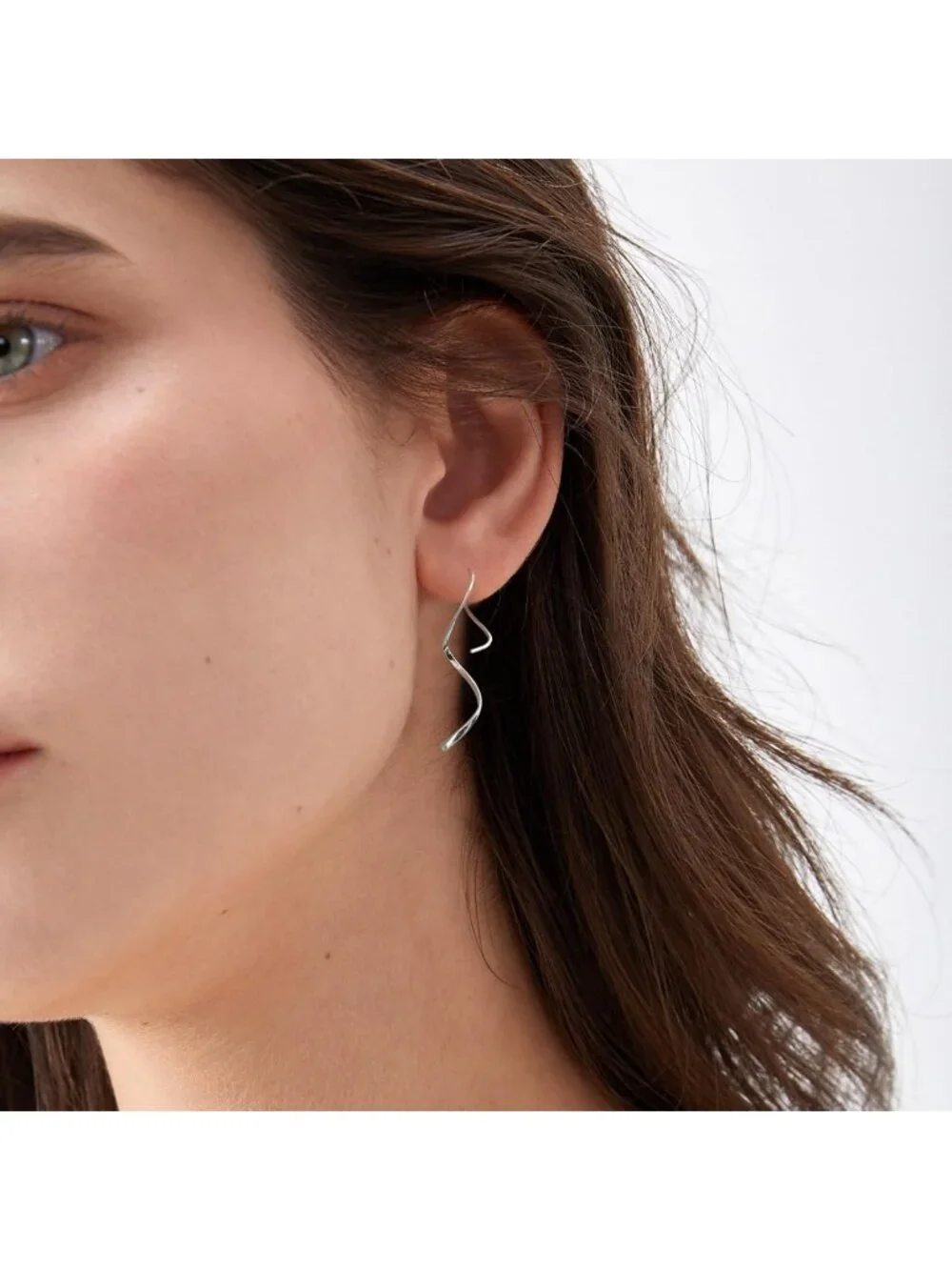 Stylish Sterling Silver Spiral Threader Earrings for Women - Elegant Pull